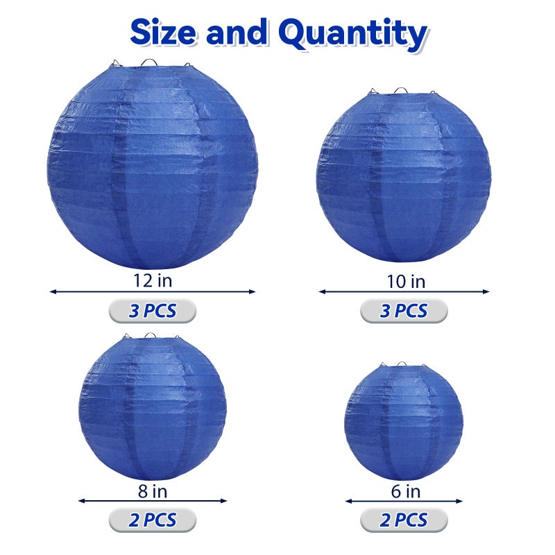 LIHAO Blue Paper Lanterns for Graduation Decorations Classroom Graduation Party Graduation Cap Weddings Birthdays 10PCS - Image 3